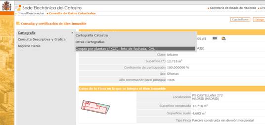 Imagen ejemplo menú izquierdo presente en la consulta libre de bien inmueble