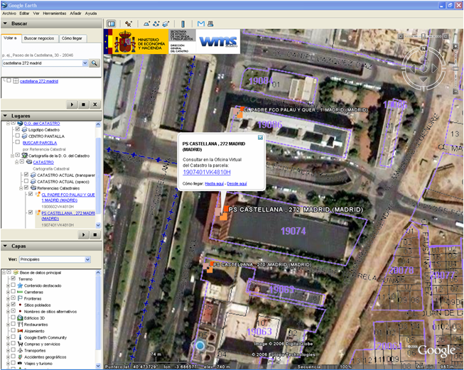 Ejemplo de cartografía catastral en Google Earth