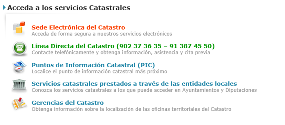 imagen de ejemplo de la sección Canales de acceso a los servicios del Catastro